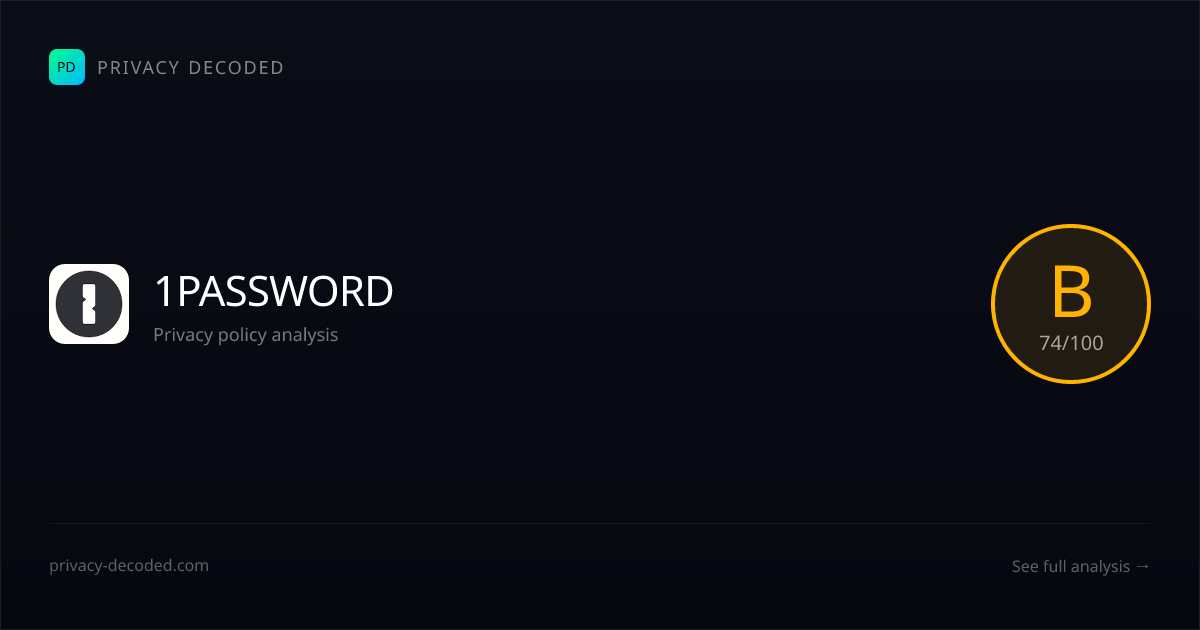 1Password Privacy Policy — Grade B | Privacy Decoded